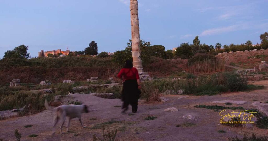 Sorita d'Este visiting the ruins of the Temple of Artemis of Ephesus, which was once one of the Seven Wonders of the Ancient World. 