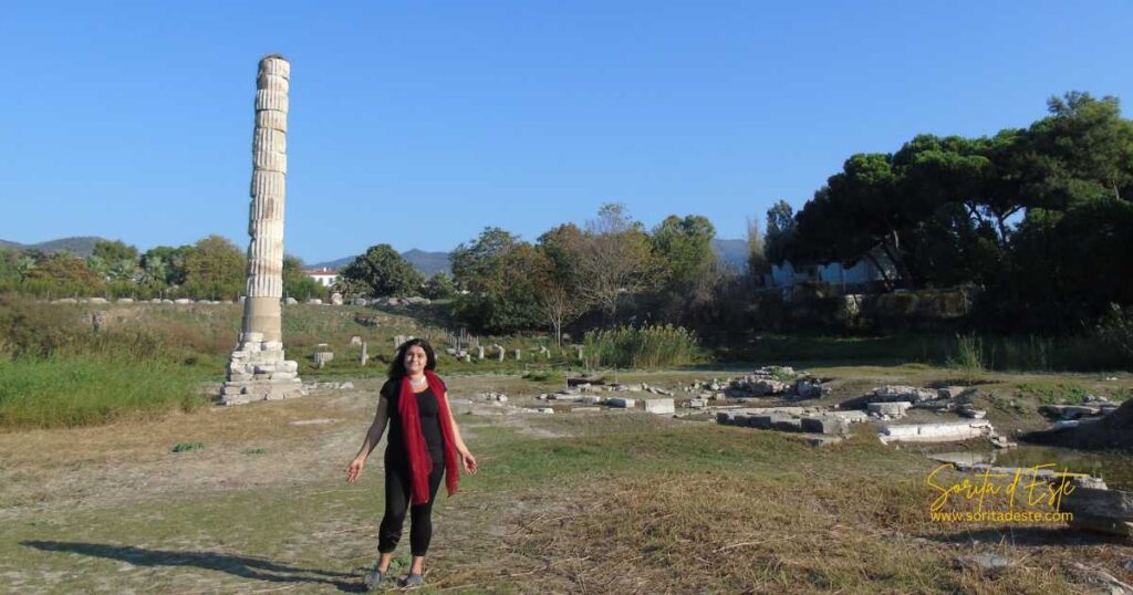 Sorita d'Este at the Temple of Artemis in Ephesus. 